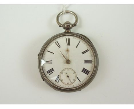 A Victorian silver pocket watch, having lever movement by Mann of Gloucester, and white enamel face with subsidiary seconds d