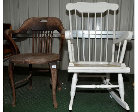 1930s style office chair and a stick back rocker 