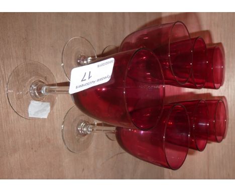 Seven ruby wine glasses 