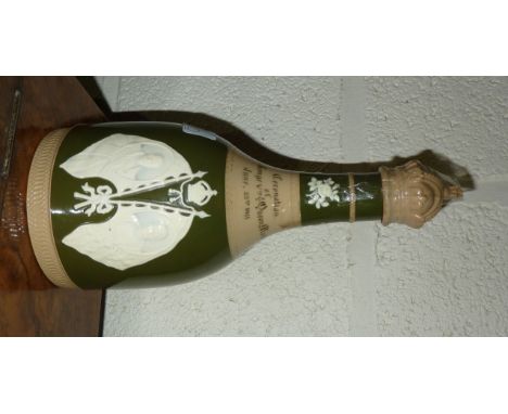 Unusual Copeland Spode commemorative decanter for the coronation of King George V and Queen Mary 1911 for Andrew Haber & Co. 