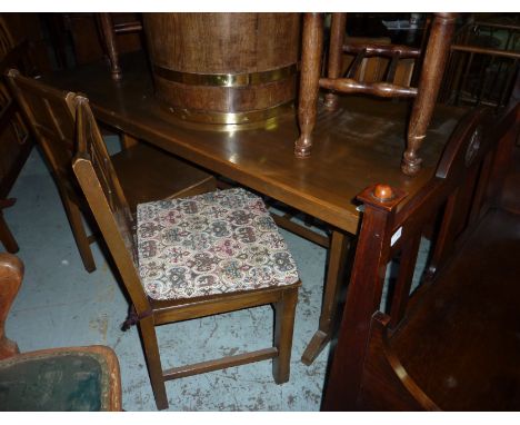 Oak refectory style table and a set of four panel back chairs 