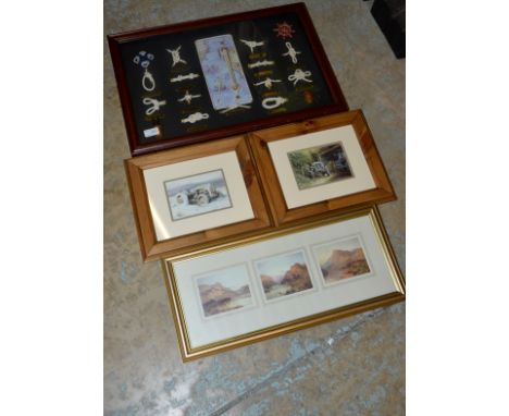 Framed tractor prints, framed knots etc.