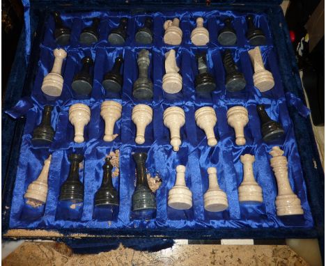 Cased stone chess set 