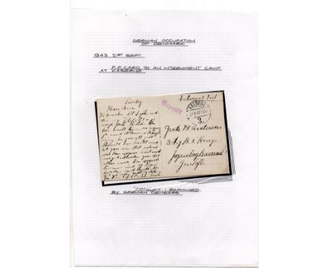 German occupation of Denmark, card to Internment Camp at endorsed ‘Internment Post’ with Gepruft censor hand stamp