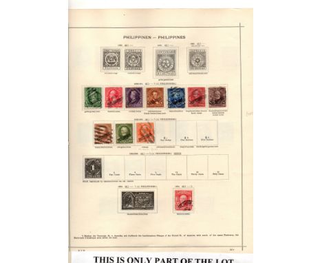 Philippines: US Administration issues 1899-1912 Compact collection on 3 vintage Schaubek printed leaves, a good offering of u