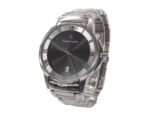Maurice Lacroix Miros stainless steel gentleman's bracelet watch, ref. 69743, black dial with outer Roman numeral chapter, da