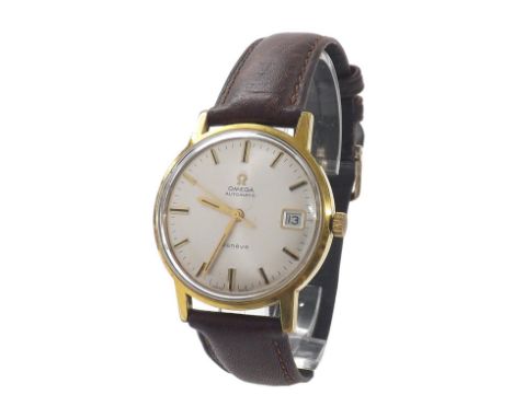 Omega Geneve automatic gold plated and stainless steel gentleman's wristwatch, circa 1969, ref. 165.070, silvered dial with b