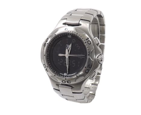 Tag Heuer Kirium Formula 1 digital/analogue stainless steel gentleman's bracelet watch, ref. CL111A, black dial, rotating bez