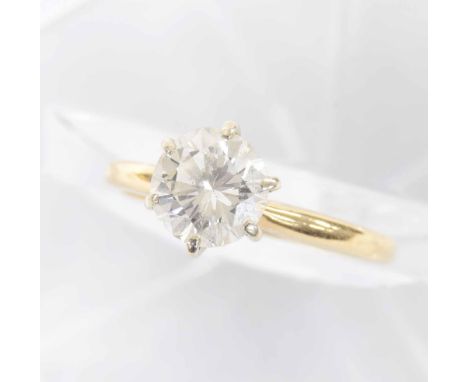 Good 18ct solitaire diamond ring, round brilliant-cut, 1.20ct approx, clarity SI2, colour I/J , 2.5gm, ring size M-