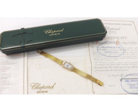 Chopard 18k rectangular diamond set lady's cocktail watch, ref. 5132, case no. 167643, rectangular white dial with Roman nume