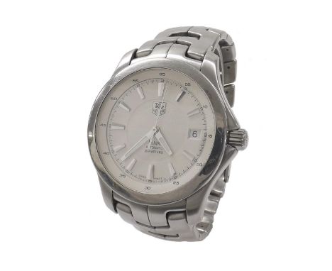 Tag Heuer Link 200m automatic stainless steel gentleman's bracelet watch, ref. WJF2111, silvered dial with baton markers, dat