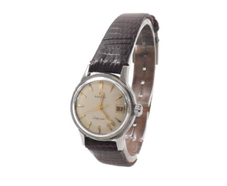 Omega Seamaster Ladymatic automatic stainless steel lady's wristwatch, ref. 566.001, silvered dial with baton markers, date a