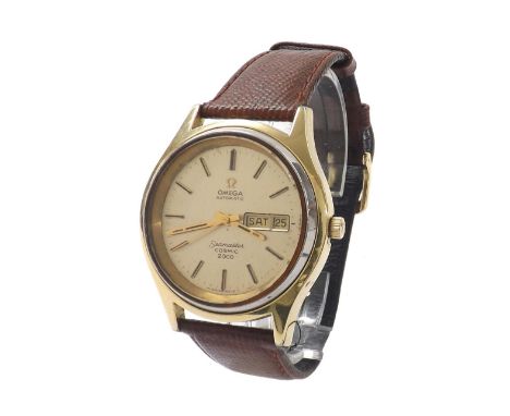 Omega Seamaster Cosmic 2000 automatic gold plated gentleman's wristwatch, circular champagne dial with baton markers and swee