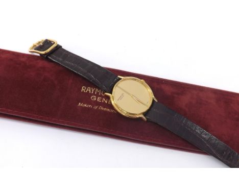 Raymond Weil gold plated and stainless steel gentleman's wristwatch, ref. 7005, champagne dial, cabouchon crown, Raymond Weil
