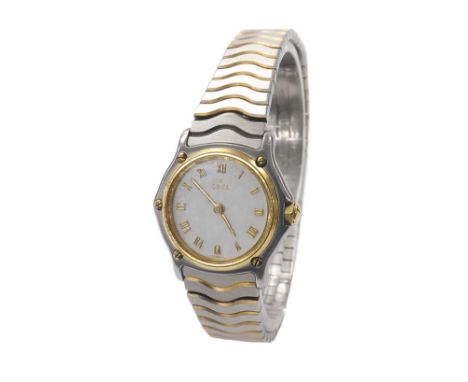 Ebel Classic Wave stainless steel and gold lady's bracelet watch, ref. 1057901, white dial, quartz, 24mm  - Condition Report: