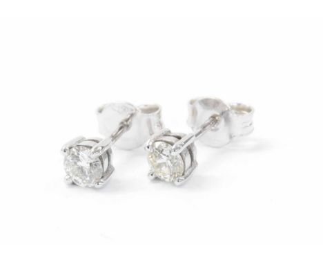 Pair of 18ct white gold diamond ear studs, 0.50ct approx, clarity VS2/SI1, colour J/K and K/L, 1.3gm