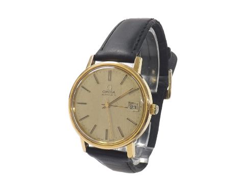 Omega automatic gold plated and stainless steel gentleman's wristwatch, circa 1978, ref. 166 0202, champagne dial with baton 
