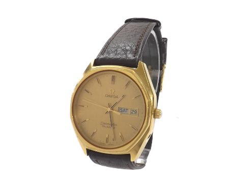 Omega Seamaster Quartz gold plated and stainless steel gentleman's wristwatch, circa 1977, ref. 196.0126, champagne dial with