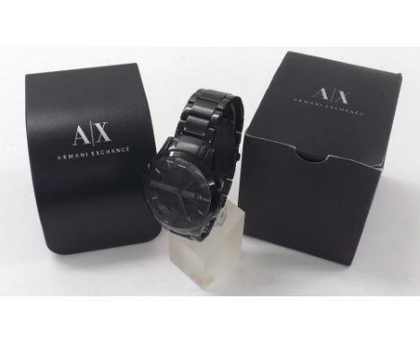 Armani Exchange gentleman's bracelet watch, ref. AX2104, black dial, quartz, 46mm - *Armani Exchange box with outer cardboard