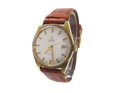 Omega Geneve automatic gold plated and stainless steel gentleman's wristwatch, circa 1970, ref. 166.041, silvered dial with b