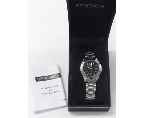 Sekonda stainless steel lady's bracelet watch, ref. 2300, quartz, bezel 28mm - *Sekonda box, instruction guide - Condition Re