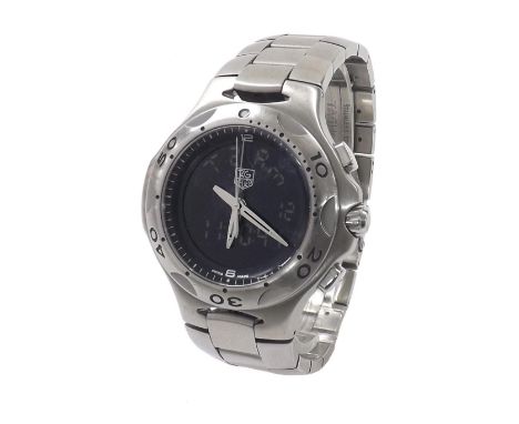 Tag Heuer Kirium Formula 1 digital/analogue stainless steel gentleman's bracelet watch, ref. CL111A, black dial, rotating bez