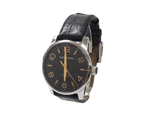 Montblanc Timewalker automatic stainless steel gentleman's wristwatch, ref. 7070, black dial with Arabic numerals, date apert