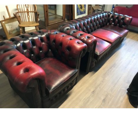 OXBLOOD CHESTERFIELD LEATHER SOFA AND CHAIR