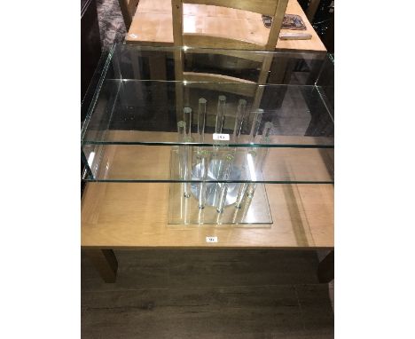 CONTEMPORARY GLASS OCCASIONAL TABLE MAGAZINE SHELF