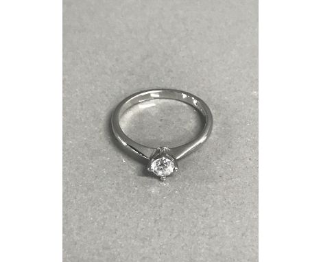 18CT WHITE GOLD SOLITAIRE 1/4CT DIAMOND RING SIZE M+