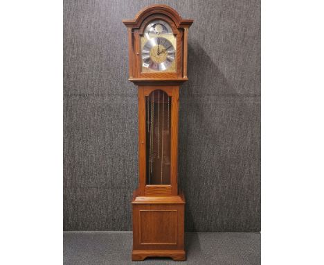 An oak cased chiming long case clock, H. 184cm.