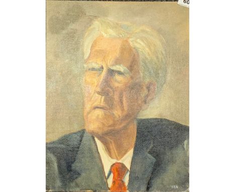 An unframed oil on artist board portrait 'An Old Soldier' by Daphne B. Ashwood, 36 x 46cm.