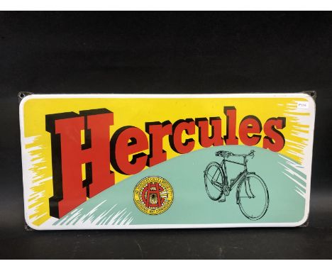 A Hercules Cycle and Motor Co. Ltd. part pictorial enamel sign, in excellent condition, 19 x 9 1/4".