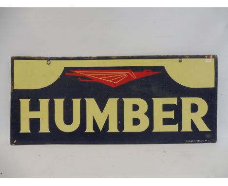 A Humber double sided rectangular enamel sign by Franco, 28 x 12".