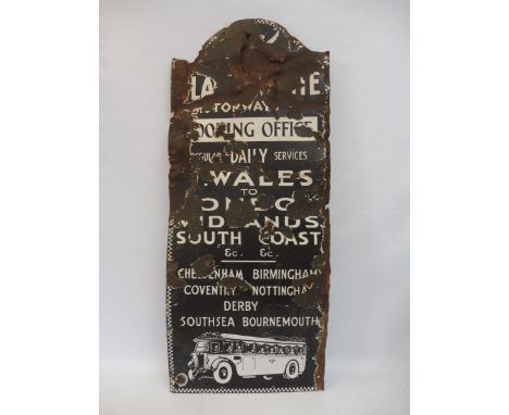 A Black and White Motorways Booking Office part pictorial enamel sign, 15 x 36".