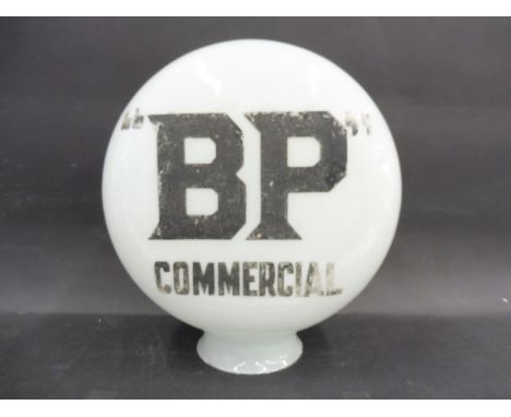 A rare BP Commercial pill shaped glass petrol pump globe in good original condition, fading to verso. 