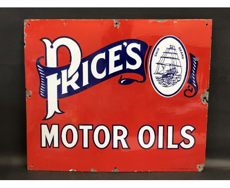 A Price's Motor Oils rectangular enamel sign by Bruton of Palmers Green, excellent gloss, 25 x 21".