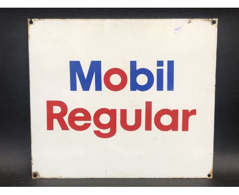 A Mobil Regular enamel sign, probably 1970s/80s. 13 3/4 x 12".