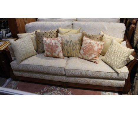 A&nbsp;Multiyork&nbsp;show wood framed large two seater sofa,&nbsp;bergere armed &amp;&nbsp;upholstered in the Art Nouveau st