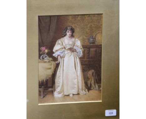 Edward Radford (1831-1920) 'From the Camp', a lady reading a letter watercolour, feintly signed lower left, bearing label wit