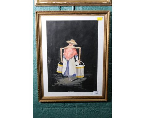 Lancelot Speed (1860-1931) 'Milk Maid' watercolour and gouache over pencil, inscribed 'Milk Maid' lower centre 40 x 28 cm (15