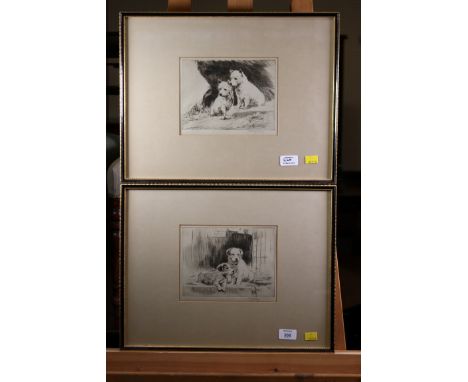 George Soper RE (1870-1942) Sealyham and Yorkshire terriers a pair of drypoint etchings, each signed in pencil 16.5 x 21 cm