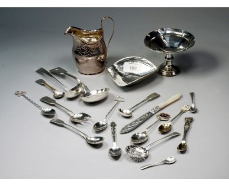 A George III Scottish silver Old English sauce ladle, by John Zeigler, Edinburgh 1804, together with other items of silver fl