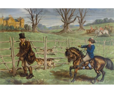 After John Leech, a coloured lithograph of Master Reginald and the Keeper, probably published by Agnew, 43 x 62cm