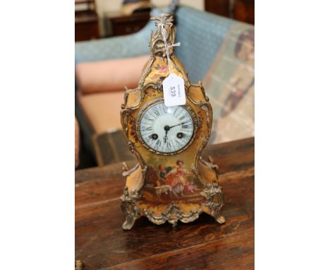 Samuel Marti, Paris, a late 19th century rococo cased vernis martin, gilt metal mounted mantel clock, with eight day gong str
