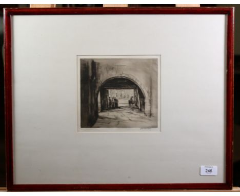 Sir Muirhead Bone (1876-1953) An archway, Chioggia drypoint, signed by the artist in pencil 16 x 17.5 cm