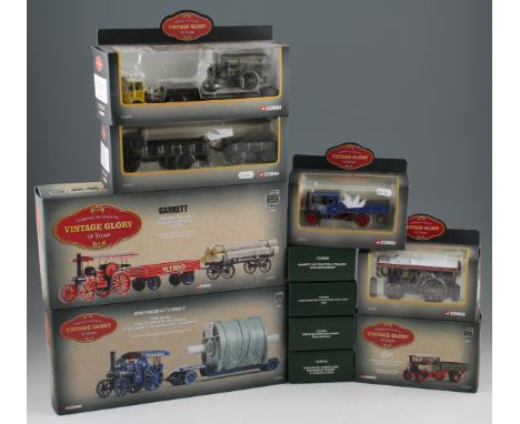 A group of eleven boxed Corgi Vintage Glory of Steam diecast vehicles including; Fowler B6 road locomotive, low loader and cy