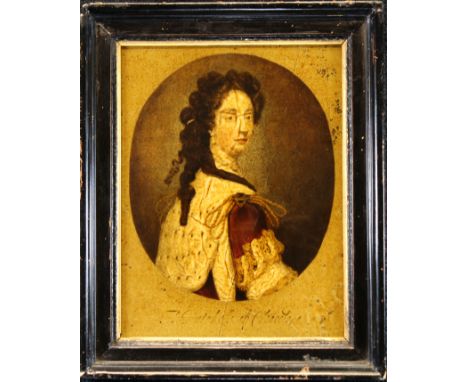 Antique Portrait of Figure on Glass. Sight Size: 9.5 x 7.5 in. Overall Size: in. Framed behind glass.