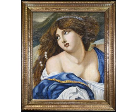Antique Old Master Style Portrait of a young Woman, Signed lower left. Oil on Canvas. Sight Size: 22.5 x 19 in. Overall Size: