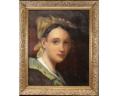Early 19th C. Portrait of a Woman. European School. Oil on Board. Sight Size: 15 x 12 in. Overall Size: in. D 1174